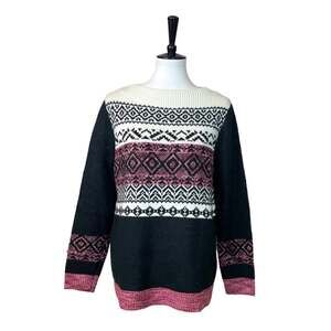 Westport Dressbarn Women's Sweater Wide Neck Long Sleeves Black Pink Size Large
